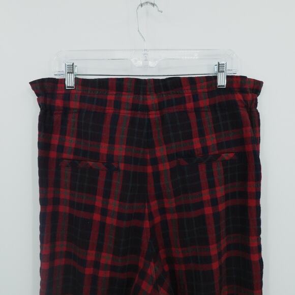 Free People Pants Womens 6 Red Tartan Plaid Here There Paper Bag Waist Goth - Picture 10 of 12